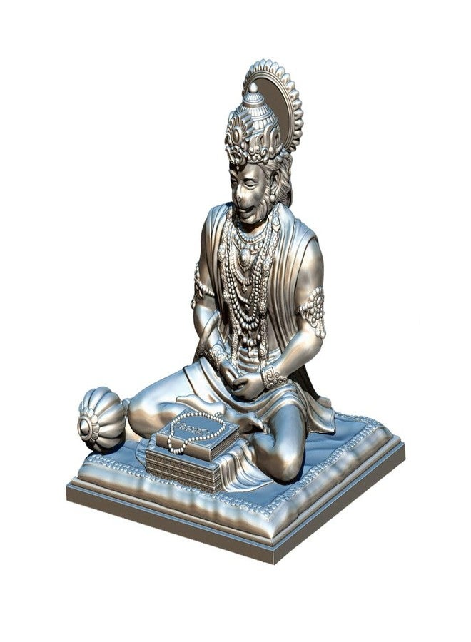 BLADESMITH Bajrangbali Hanuman ji Idol Statue murti for Car Dashboard Home Decoration Puja Mandir Silver Color, 9 x 7.5 Cm - Image 1